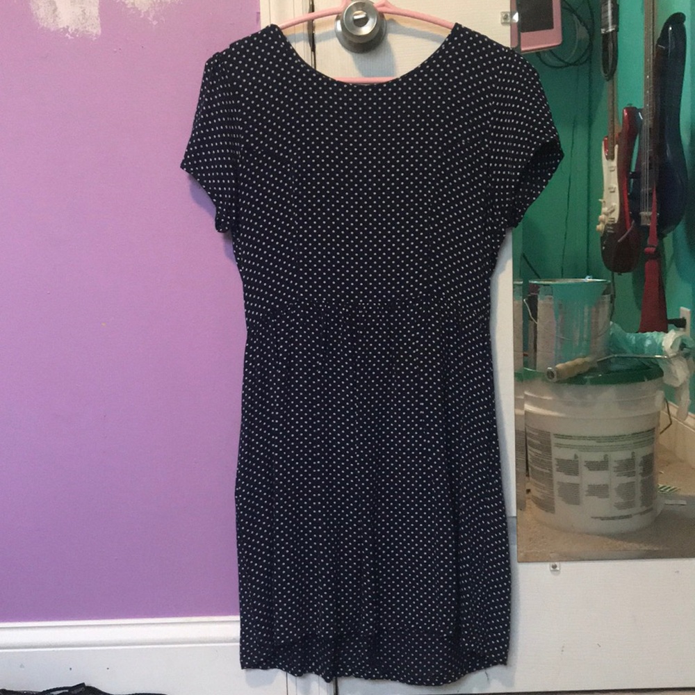 Navy blue polka dot dress